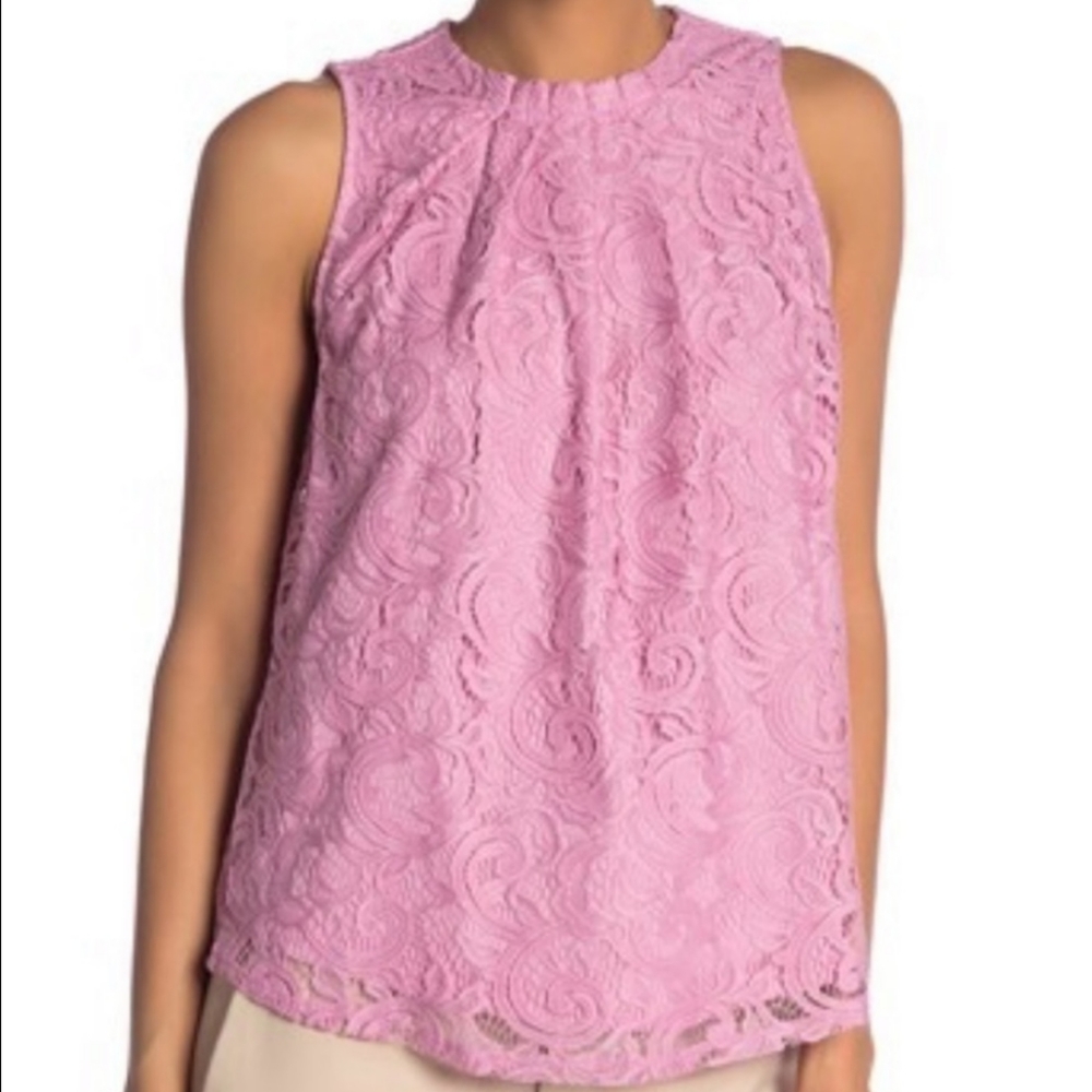 ADRIANNA PAPELL Lace Sleeveless Blouse Tank